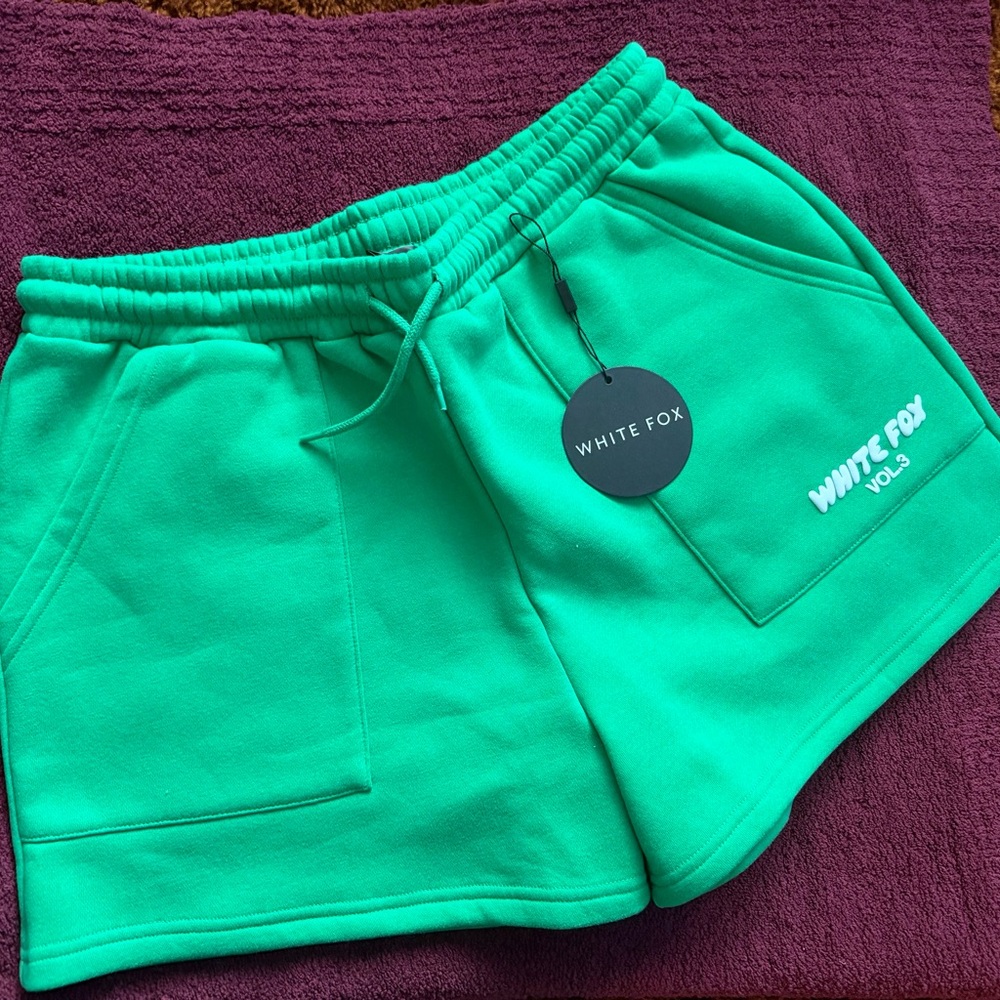 White Fox Boutique Emerald Green Drawstring Athletic Shorts